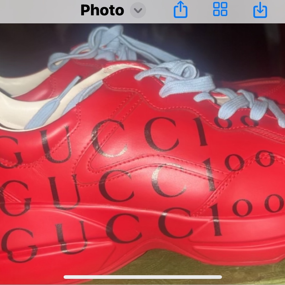 Red Gucci Rython Men’s Sneakers - Picture 3 of 7